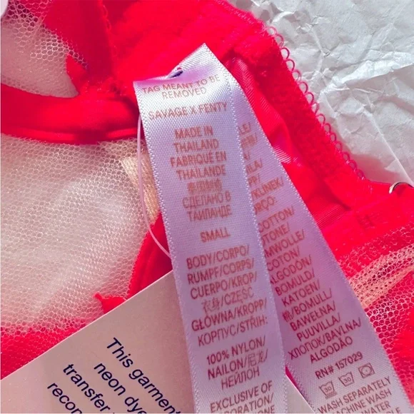 NWT Foiled Sprigs Embroidered Teddy by Savage X Fenty in Hot Pink/Red - Picture 10 of 10